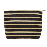 PAZIMIIK Floral Makeup Bag Large Cotton Zipper Pouch for Purse Travel Canvas Make Up Organizer for Women Cosmetic,Stripe Black