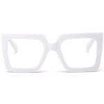 AIEYEZO Oversized Square Blue Light Glasses for Women Cute Big Frame Glasses Fashion Clear Multi-Color Computer Eyewear (White)