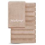 Cosy Family 10 Pack Makeup Remover Wash Cloths - Soft Microfiber Fingertip Facial Cleansing Cloths for Hand and Make Up, 12 x 12 in, Brown