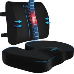 CushZone Seat Cushion, Lumbar Support Pillow with Adjustable Strap-Chair Cushions for Sciatica Pain Relief-with Washable Cover for Car, Travel and Wheelchair, Black, X-Large