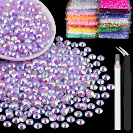 5000pcs 3mm Resin Rhinestones Bulk, Lavender Purple AB Flatback Round Jelly Rhinestones Bedazzling Non Hotfix Crystal Gems Large Quantity Wholesale for DIY Crafts Clothes Tumblers Face Makeup Manicure