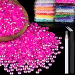 2500pcs 5mm Resin Rhinestones Bulk, Hot Pink AB Flatback Round Jelly Rhinestones Bedazzling Non Hotfix Crystal Gems Large Quantity Wholesale for DIY Crafts Clothes Tumblers Face Makeup Manicure