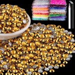 1500pcs 6mm Resin Rhinestones Bulk, Mineral Gold Flatback Round Jelly Rhinestones Bedazzling Non Hotfix Crystal Gems Large Quantity Wholesale for DIY Crafts Clothes Tumblers Face Makeup Manicure