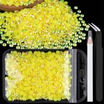 5000pcs 2mm Resin Rhinestones Bulk, Lemon Yellow AB Flatback Round Jelly Rhinestones Bedazzling Non Hotfix Crystal Gems Large Quantity Wholesale for DIY Crafts Clothes Tumblers Face Makeup Manicure