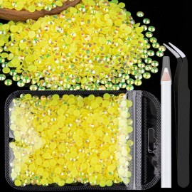 5000pcs 2mm Resin Rhinestones Bulk, Lemon Yellow AB Flatback Round Jelly Rhinestones Bedazzling Non Hotfix Crystal Gems Large Quantity Wholesale for DIY Crafts Clothes Tumblers Face Makeup Manicure