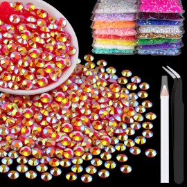 5000pcs 3mm Resin Rhinestones Bulk, Red AB Flatback Round Jelly Rhinestones Bedazzling Non Hotfix Crystal Gems Large Quantity Wholesale for DIY Crafts Clothes Bottles Tumblers Face Makeup Manicure