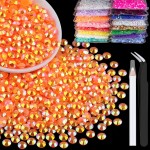 2500pcs 5mm Resin Rhinestones Bulk, Orange AB Flatback Round Jelly Rhinestones Bedazzling Non Hotfix Crystal Gems Large Quantity Wholesale for DIY Crafts Clothes Bottles Tumblers Face Makeup Manicure