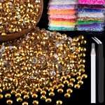 4000pcs 4mm Resin Rhinestones Bulk, Mineral Gold Flatback Round Jelly Rhinestones Bedazzling Non Hotfix Crystal Gems Large Quantity Wholesale for DIY Crafts Clothes Tumblers Face Makeup Manicure