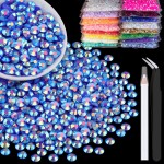 4000pcs 4mm Resin Rhinestones Bulk, Dark Blue AB Flatback Round Jelly Rhinestones Bedazzling Non Hotfix Crystal Gems Large Quantity Wholesale for DIY Crafts Clothes Tumblers Face Makeup Manicure
