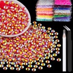 4000pcs 4mm Resin Rhinestones Bulk, Red AB Flatback Round Jelly Rhinestones Bedazzling Non Hotfix Crystal Gems Large Quantity Wholesale for DIY Crafts Clothes Bottles Tumblers Face Makeup Manicure