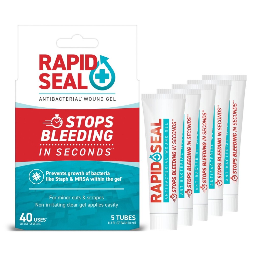 Rapid-Seal Wound Gel (5 Tubes) | Stops Bleeding in Seconds, Ideal for Cuts, Scrapes and Razor Nicks for Emergency First Aid Supplies