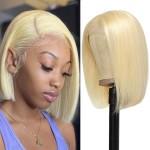 UTIDE 613 Blonde Bob Wig Human Hair Short Wigs Human Hair 8 Inch 613 Lace Front Wig Human Hair Pre Plucked 13x4 Frontal Wigs For Black Women 150 Density Hd LaceWig
