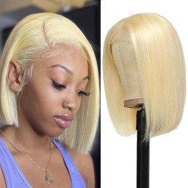 UTIDE 613 Blonde Bob Wig Human Hair Short Wigs Human Hair 8 Inch 613 Lace Front Wig Human Hair Pre Plucked 13x4 Frontal Wigs For Black Women 150 Density Hd LaceWig