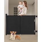 Miumoon 59 inch Retractable Baby Gates 34 inch Tall, Retractable Gate with Reinforced Strip Design to Prevent Crawling Through, 5 FT Retractable Dog Gate for Stairs, Doorways, Hallways, Indoor/Outdoor