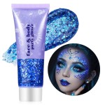 Go Ho Blue Face Body Glitter,Halloween Blue Face Paint Sparkling Mermaid Glitter Gel,Holographic Chunky Sequins Glitters for Eye Lip Hair Nails,Festival Rave Accessories