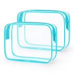 Wedama TSA Approved Toiletry Bag, Cosmetic Bags 2 Pack with Zipper Carry on Airline Airport Travel Accessories, PVC Makeup Bags for Travel, Quart Size Travel Bags for Men and Women-Mint Green