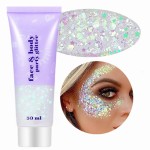 Go Ho Clear White Face Body Glitter - Party Flash Festival Rave Outfits for Women&Kids,Holographic Glitter White Face Paint,Halloween Mermaid Fairy Makeup Chunky Sequins Gel,Rave Pride Accessories