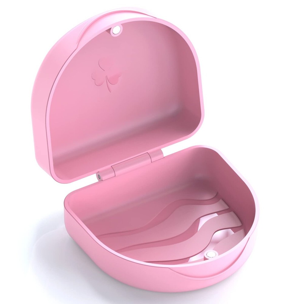 Retainer Case Denture Case: BVN Orthodontic Dental Case, Slim Braces Case, Mouth Guard Case, Denture Box, Teeth Aligner Case, Night Guard Case Container Storage Holder Pink