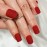 ELEVENAIL Rubber Matte Red Press On Nails Short Squoval Soild Color False Acrylic Nail Art Tips Salon Women Girls DIY Manicure Daily Reusable Stick On Fake Nails Gifts for Office Home Party