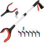 Grabber Reacher Tool,32 Inch Extra Long Foldable Pick Up Stick with Strong Grip Magnetic,360Rotating Anti-Slip Jaw,Trash Claw Grabber Tool,Trash Picker Tool for Outdoor & Indoor(Red)