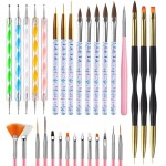 31PCS Nail Art Brushes, Nail Art Tool Set, Double Ended Nail Dotting Tools, Nail Dust Brush, Striping Nail Art Brushes for Long Lines, Nail Drawing Pen For Nail Design