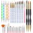 31PCS Nail Art Brushes, Nail Art Tool Set, Double Ended Nail Dotting Tools, Nail Dust Brush, Striping Nail Art Brushes for Long Lines, Nail Drawing Pen For Nail Design