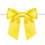 RainbowPana 120 Pack Luxury Twist Tie Bows, Yellow 3 Satin Ribbon Pretied Bows, Premade Craft Decoration for Package Cake Pop Basket Favors Cookie Candy, Gift Wrapping Baby Shower Wedding