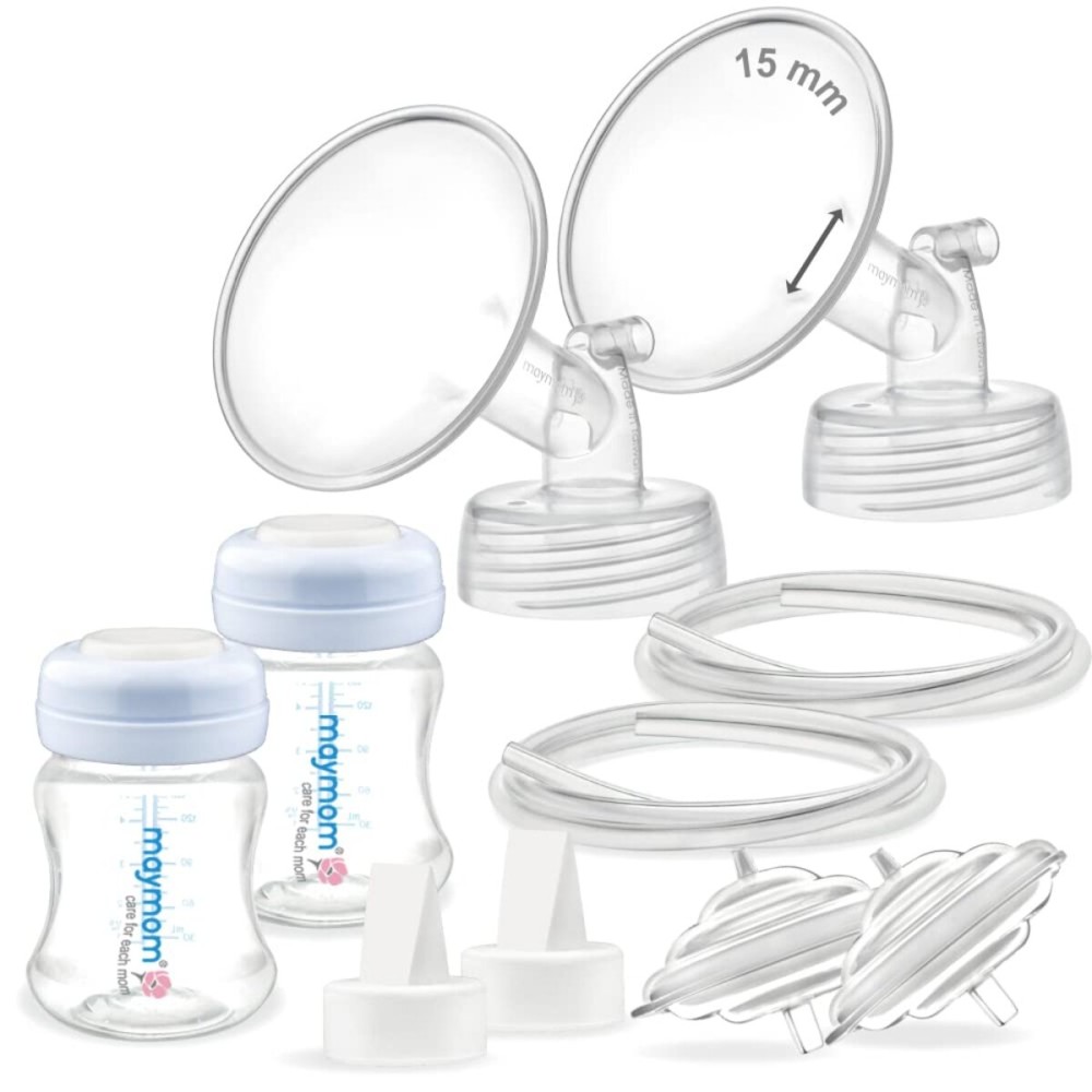 Maymom Pump Parts Compatible with Spectra S2 Spectra S1, Incl Flanges (15mm) Valves Tubes Bottles Backflow Protectors, Not Original Spectra Replacement Pump Parts S2 Accessories