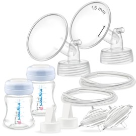 Maymom Pump Parts Compatible with Spectra S2 Spectra S1, Incl Flanges (15mm) Valves Tubes Bottles Backflow Protectors, Not Original Spectra Replacement Pump Parts S2 Accessories