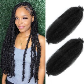 Springy Afro Twist Hair 30 Inch 2 Packs, Pre Fluffed Spring Twist Pre Stretched Wrapping Hair for Soft Locs Hair Extensions (30 Inch (Pack of 2), 1B)