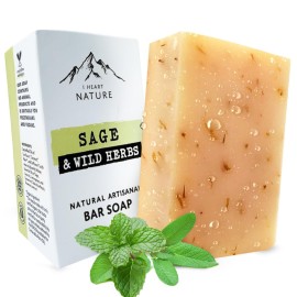 iHeart Fresh Soap Sage and Wild Herb - Long Lasting Rich Creamy Moisturizing Lather - Face & Body Wash for Men and Women - Large 6 Ounce