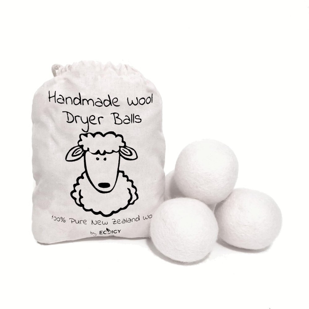 Wool Dryer Balls XL 4-Pack - 100% Pure New Zealand Wool, Ecoigy Natural Fabric Softener, Reduces Wrinkles & Drying Time, Ideal for Essential Oils, Dryer Sheets Alternative,Dryer Balls Laundry Reusable