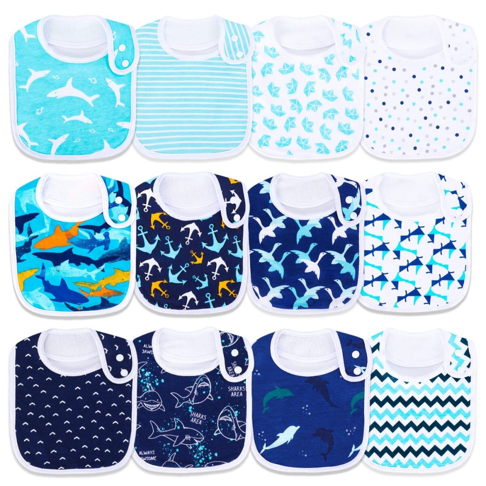Benoxine Baby Bibs Super Soft and Absorbent Organic Cotton Baby Bandana Drool Bibs Set for Boys Girls Newborn Unisex 3-36 Months 12 Pcs
