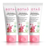 BOTAO Fluoride Free Baby Toothpaste | Natural Toddler Toothpaste | Strawberry Flavored - Training Toothpaste for Toddlers | EWG Verified, Vegan, SLS Free, Safe to Swallow, Aloe Vera (3 Pack)