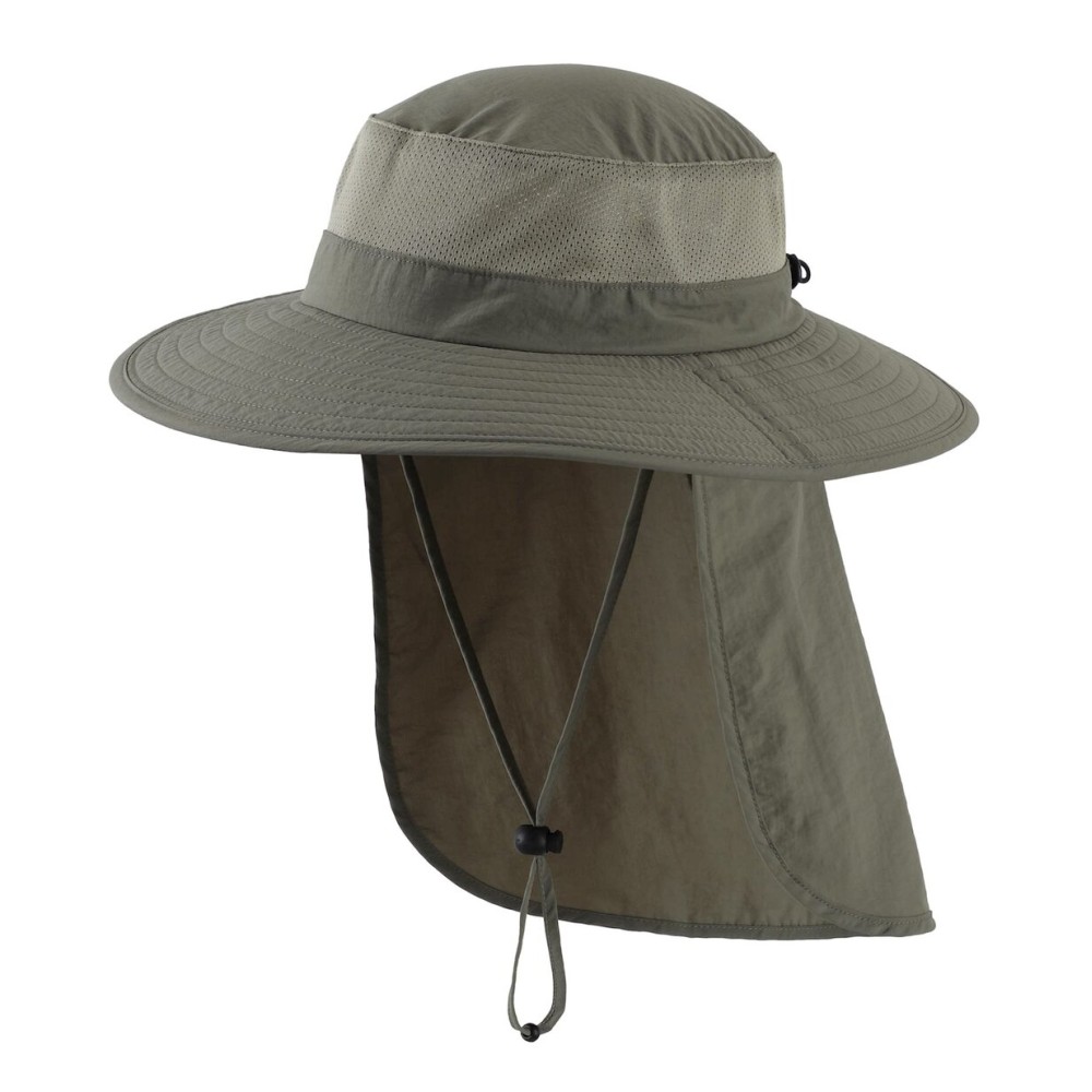 Home Prefer Outdoor UPF50+ Mesh Sun Hat Wide Brim Fishing Hat with Neck Flap (Pea Green)