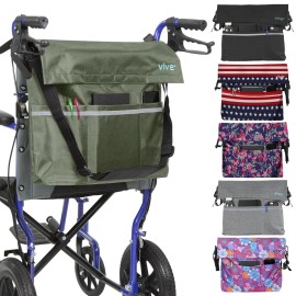 Vive XL Wheelchair Accessories Bag - Waterproof, Scratch-Resistant, Double-Stitched, Machine Washable for Adults, Seniors, 15 Colors - Storage Walker Backpack to Hang on Back of Wheel Chair