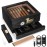 Tesonway Cigar Humidor, Cedar Wood Humidor Cigar Box, Glass Top Desktop Humidor with Front Hygrometer, Humidifier, Divider, Accessories Drawer and Combination Lock, Cigar Gifts for Men (Black)