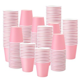 Prgery 150 Pack 3oz Pink Paper Cups,Mouthwash Cups, Disposable Bathroom Cups,Small Paper Cups 3oz Ideal for Bathroom,Supermarket,Birthday Party,Picnic and BBQ