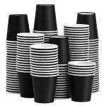 Prgery 150 Pack 3oz Black Paper Cups, Mouthwash Cups, Disposable Bathroom Cups, Paper Cups 3oz Ideal for Bathroom, Supermarket, Birthday Party, Picnic and BBQ