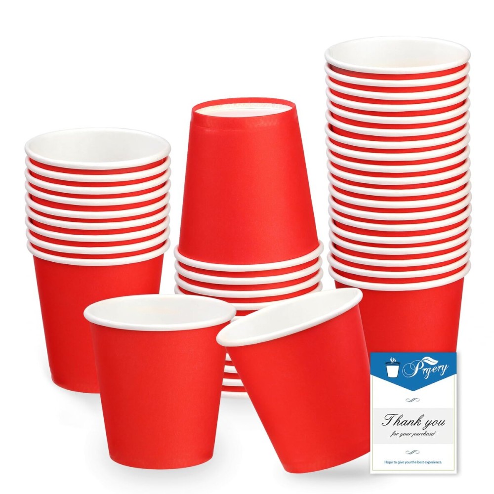 Prgery 50 Pack 3oz Red Paper Cups,Mouthwash Cups, Disposable Bathroom Cups,Small Paper Cups 3oz Ideal for Bathroom,Supermarket,Birthday Party,Picnic and BBQ