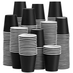 Prgery 300 Pack 3oz Black Paper Cups, Mouthwash Cups, Disposable Bathroom Cups, Disposable Cups 3oz Ideal for Bathroom, Halloween, Birthday Party, Picnic and BBQ