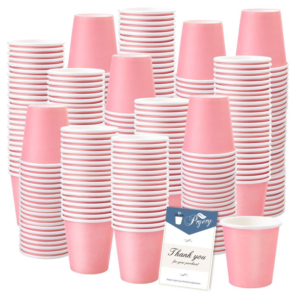 Prgery Paper Cups, 300 Pack of 3oz Pink Disposable Bathroom Cups, Ideal for Home, Travel, Party, Picnic and BBQ