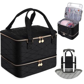 FCQQYWZ Nail Polish Organizer Case Hold 40+ Bottles (15ml/0.5 fl.oz) and Led Nail Lamp, Nail Supply Organizers and Storage for Nail Tech, Nail Dryer Case Nail Polish Bag Nail Kit Organizer (BLACK)