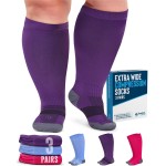 Doctor\'s Select 3 Pairs Plus Size Compression Socks Wide Calf - Up to 6XL | 20-30 mmHg Compression Socks for Women Wide Calf | Pink, Purple, Blue