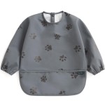 PewinGo Baby Bib with Long Sleeves Bib & BLW, Machine Washable & Soft and Skin-Friendly Material, Coverall Bibs for Baby Feeding, Waterproof and Easy to Clean, for Baby Infant Toddlers (Dark Grey)