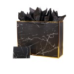 ysmile Black Gift Bag for Men Large Size Paper Bag with Tissue Paper for Birthday Anniversary 16 Father Day - Marble