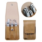 Nail Clipper Set, 6 Pcs Toenail Clippers, Stainless Steel Fingernail Clipper, and PU Leather Manicure Set, Gift Ideas (Beige)
