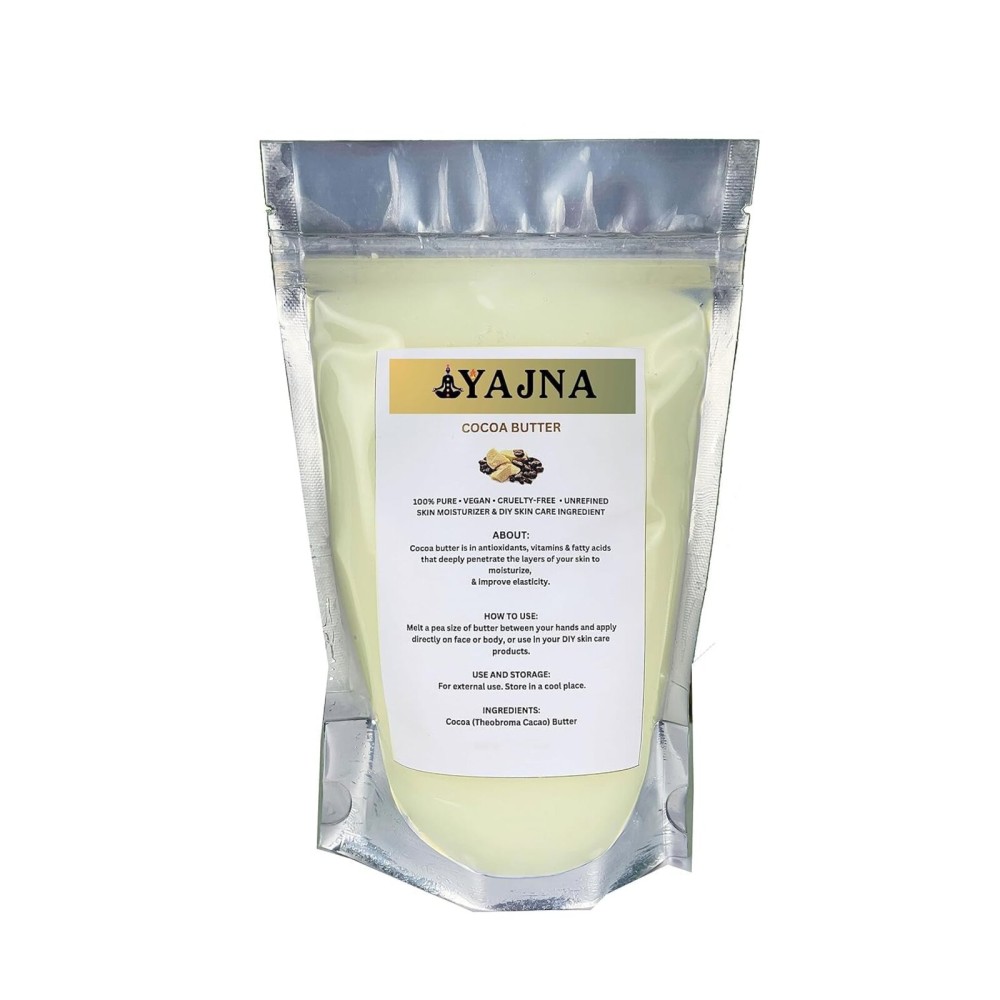 Yajna Organic Raw Cocoa Butter 100% Pure,Natural & Unrefined| Skin Moisturizer For Face, Body & Hair| 4 OZ/115 GM Ivory/White Grade A | DIY Creams, Balms, Lotions, Soaps| Softens Dry & Tough Skin