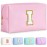 TOPEAST Preppy Makeup Bag, Cute Makeup Pouch PU Leather Waterproof Cosmetic Bag, Personalized Birthday Gifts for Mom Teacher Friends Bridesmaids Nurse, Trendy Stuff for Girls (Pink I)