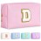 TOPEAST Preppy Small Makeup Bag, Chenille Letter Pouch Cosmetic Bag With Zipper, PU Leather Waterproof Toiletry Bag, Personalized Birthday Gift for Women, Cute Stuff for Girls (Pink D)